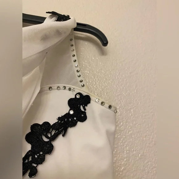 WEISSMAN Balera custom Dance white black Costume Mesh Drape Dress D11450 SA WEISSMAN Balera custom Dance white black Costume Mesh Drape Dress D11450 SA